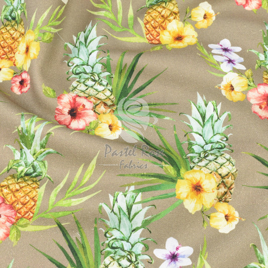 Pineapples Digital print 100% cotton Canvas fabric by the metre | 147cm wide