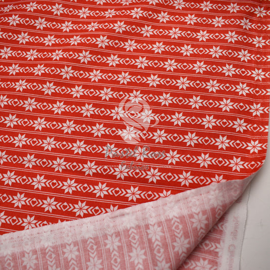 Winter Snowflake Red Digital print 100% cotton fabric by half metre | 140cm wide