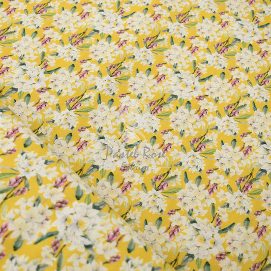 Digital Print Jamila Ochre 100% cotton fabric by half metre | 147cm wide