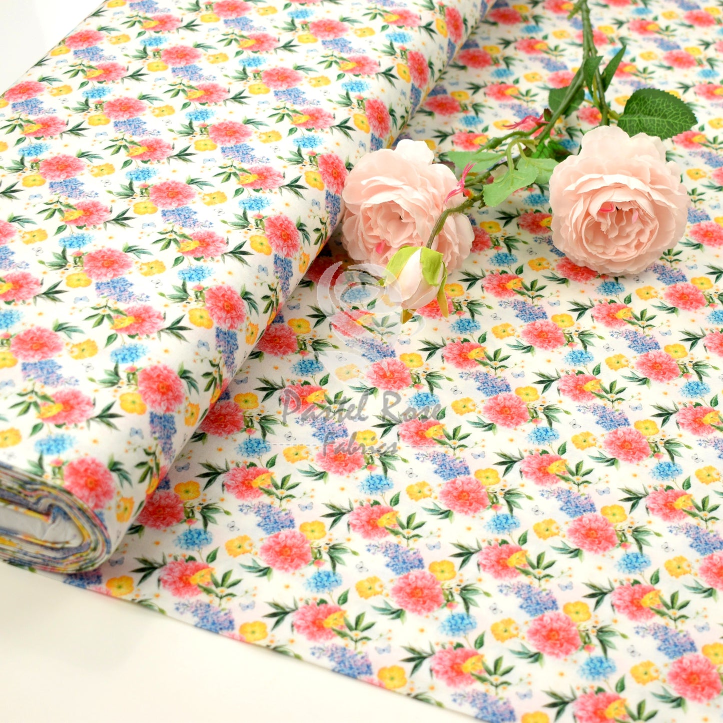 Digital Print Beau Navy, White 100% cotton fabric by half metre | 147cm wide