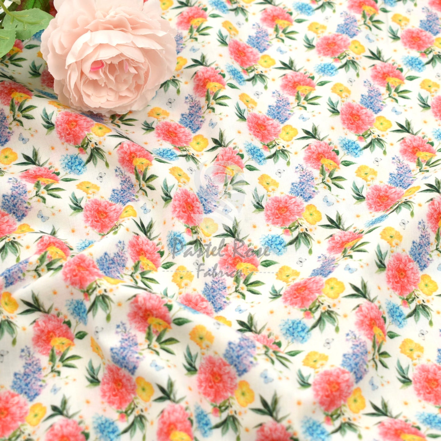 Digital Print Beau Navy, White 100% cotton fabric by half metre | 147cm wide