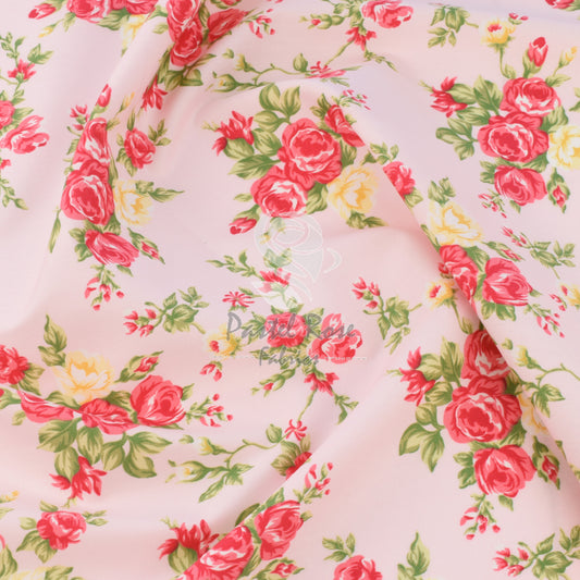 Rosenstrauß aus 100 % Baumwollpopeline, halber Meter | 112 cm breit