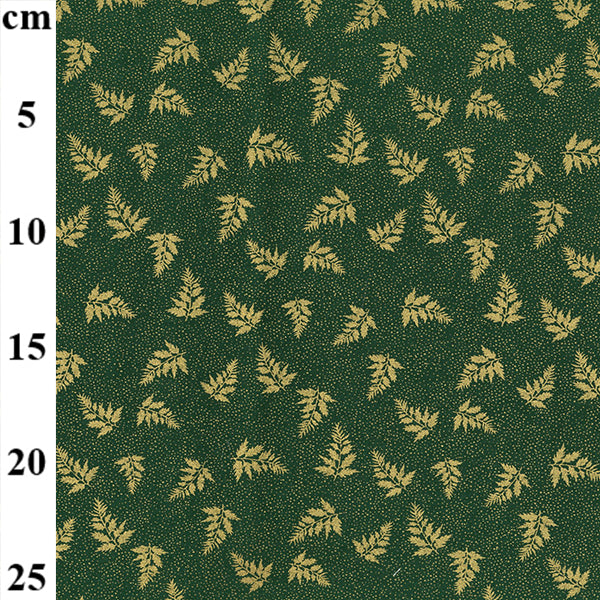 Metallische Farnblätter, 100 % Baumwollstoff, halber Meter, John Louden | 110 cm breit