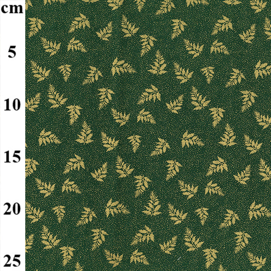 Metallic Fern Leaves 100% cotton fabric by half metre John Louden | 110cm wide