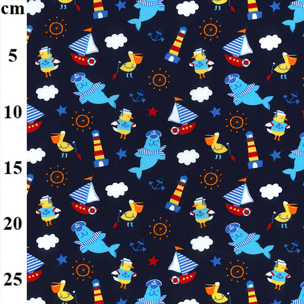 Hello Sailor Nautical Theme 100% cotton fabric by half metre | 112cm wide