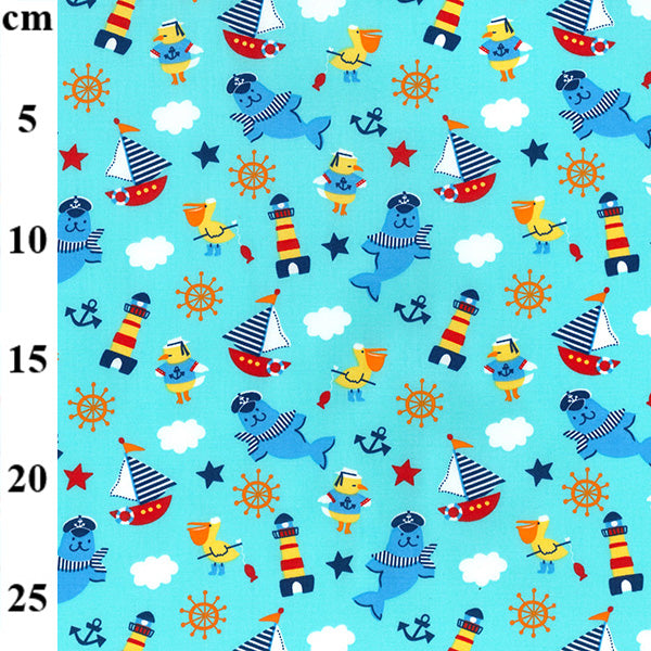 Hello Sailor Nautical Theme 100% cotton fabric by half metre | 112cm wide
