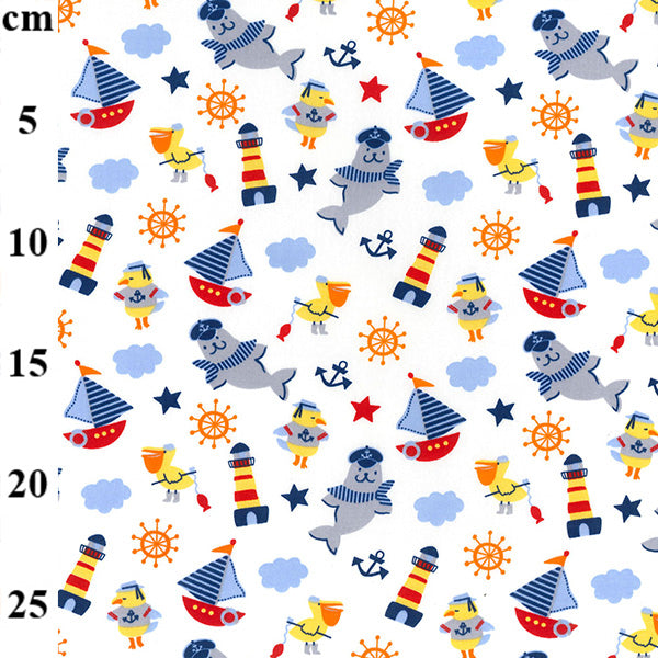 Hello Sailor Nautical Theme 100% cotton fabric by half metre | 112cm wide