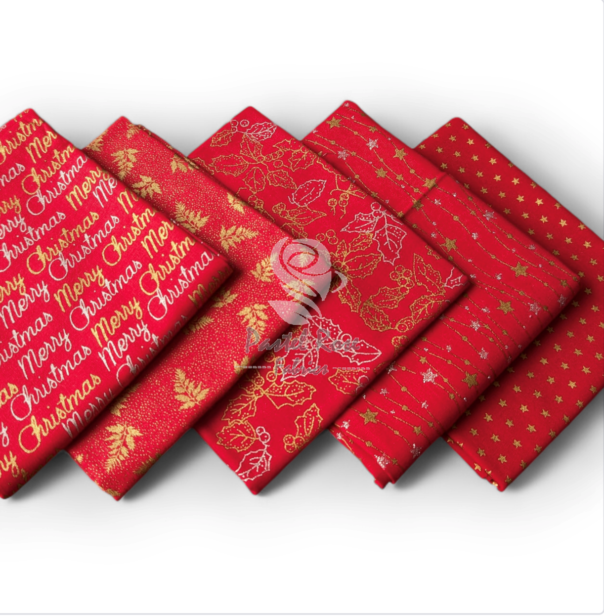 Merry Christmas Red 5 Fat Quarters Bundle 100 % Baumwolle John Louden