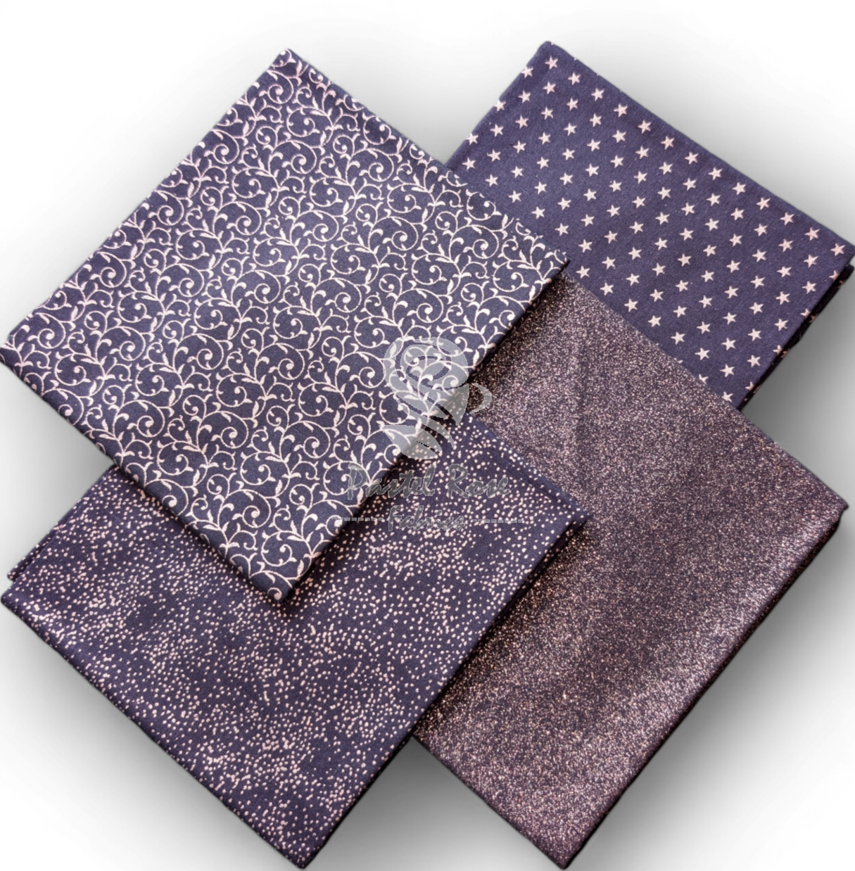 Glitter Vines Navy 4 Fat Quarters Bundle 100 % Baumwolle John Louden