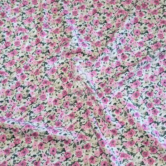 Pansy FLoral Viscose fabric by the metre | 140cm wide