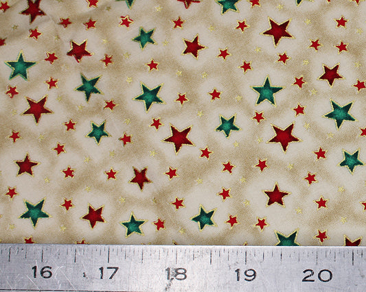 Metallic Shinning Stars 100% cotton fabric by half metre | 140cm wide