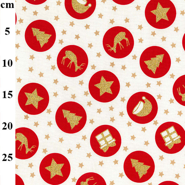 Glitzernde Weihnachtsfeiern, Elfenbein, 100 % Baumwollstoff, halbmeterweise | 135 cm breit