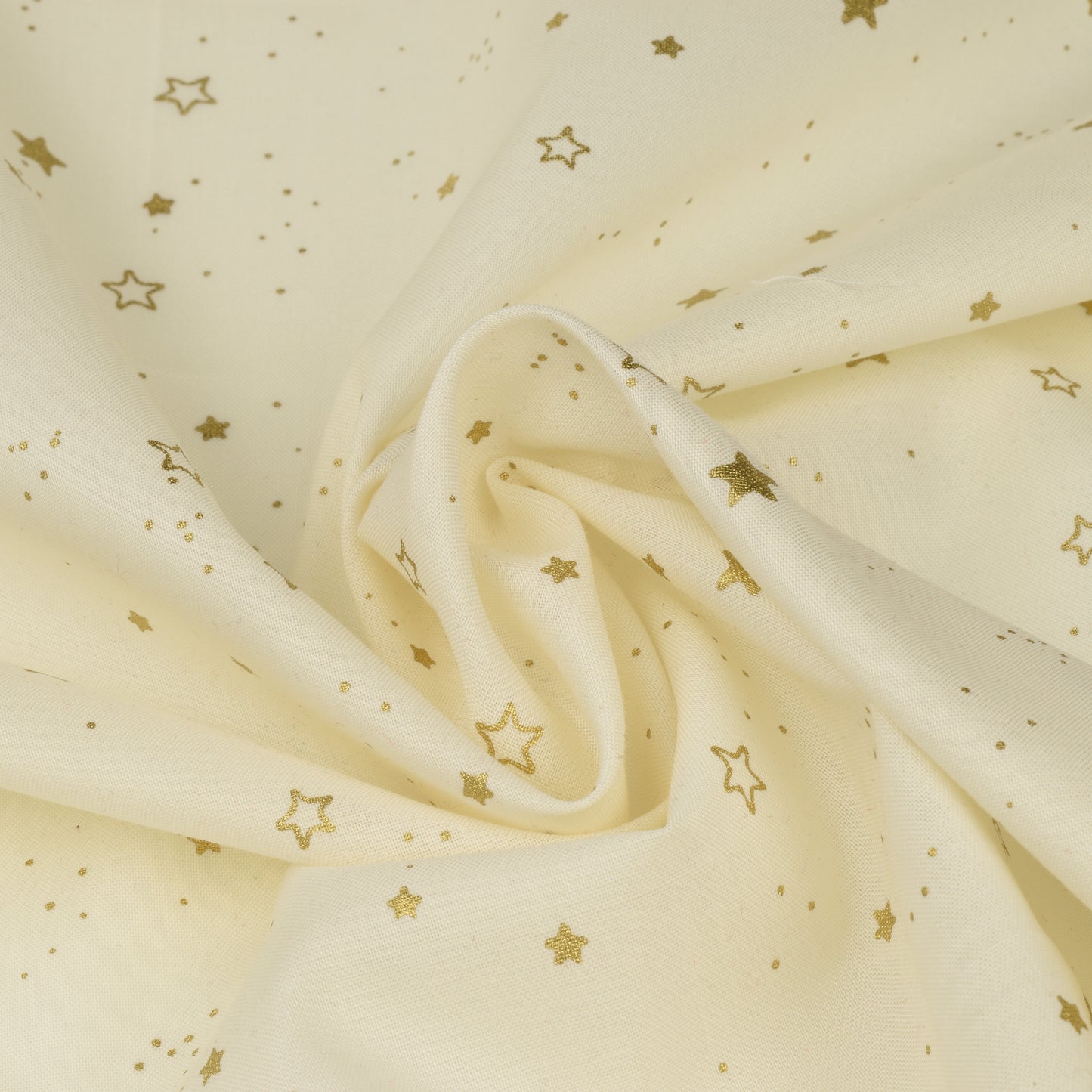 Stoff mit metallischen goldenen Sternen, 100 % Baumwolle, pro halben Meter, 140 cm breit