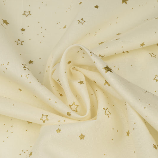 Metallic Gold Stars 100% cotton fabric by half metre | 140cm wide