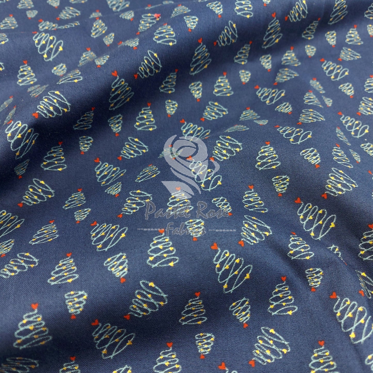 Weihnachtsmetallische Bäume, 100 % Baumwollstoff, halbmeterweise | 140 cm breit