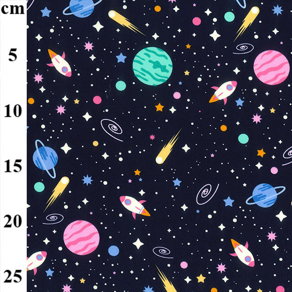 Planeten und Sterne 100 % Baumwollstoff pro halben Meter | 112 cm breit