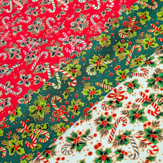Candycane 100% cotton poplin fabric by half metre | 112cm wide