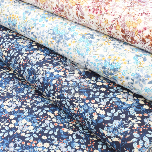 Floral Cluster lightweight thin cotton fabric by half metre | 140cm wide