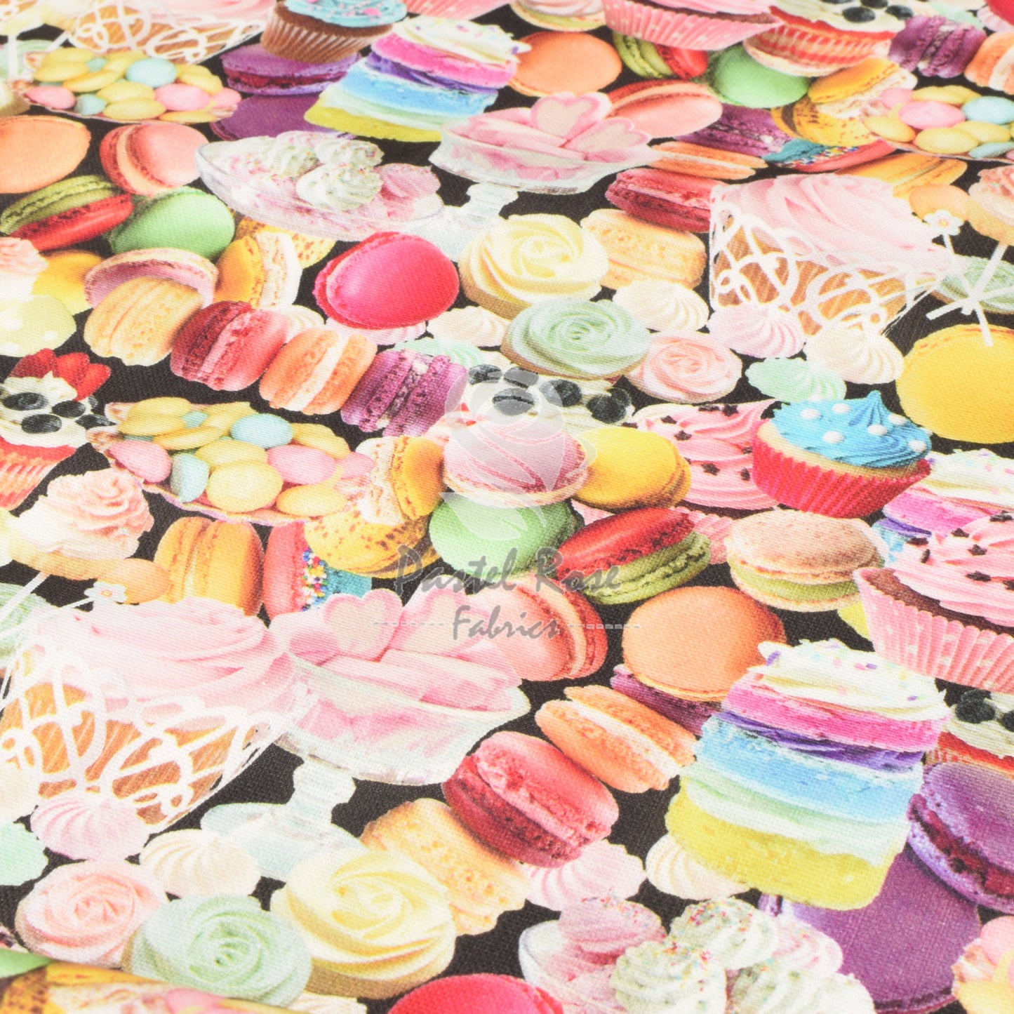 Macaroons Cupcakes Digital print 100% cotton Canvas fabric by the metre | 147cm wide