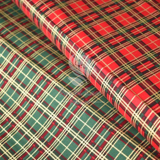 Metallic Tartan Design1 100% cotton fabric by half metre | 140cm wide