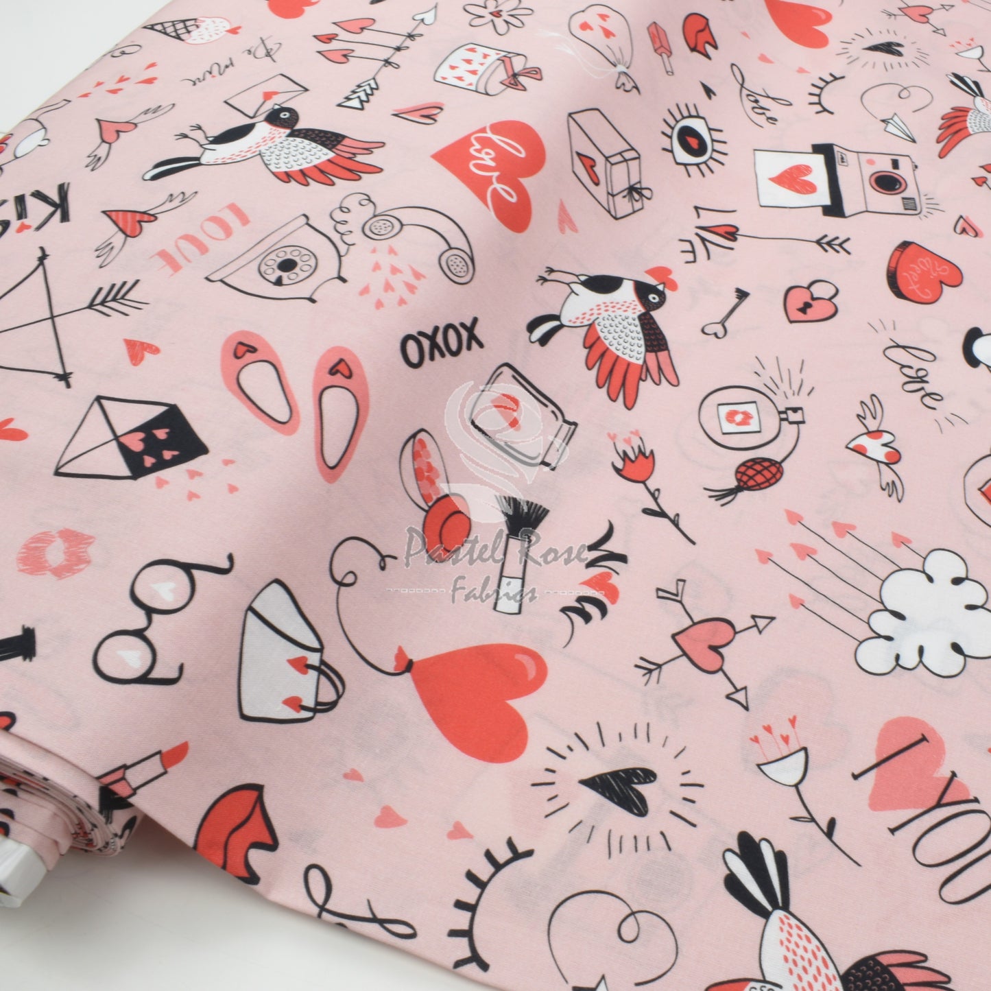 Digitaldruck Doodle Love 100 % Baumwollstoff pro halben Meter | 147 cm breit