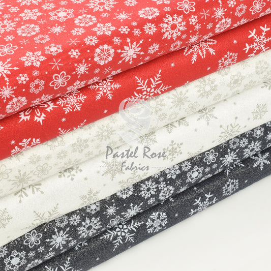 Glitter Frosted Snowflakes 100% cotton fabric by half metre John Louden | 110cm wide