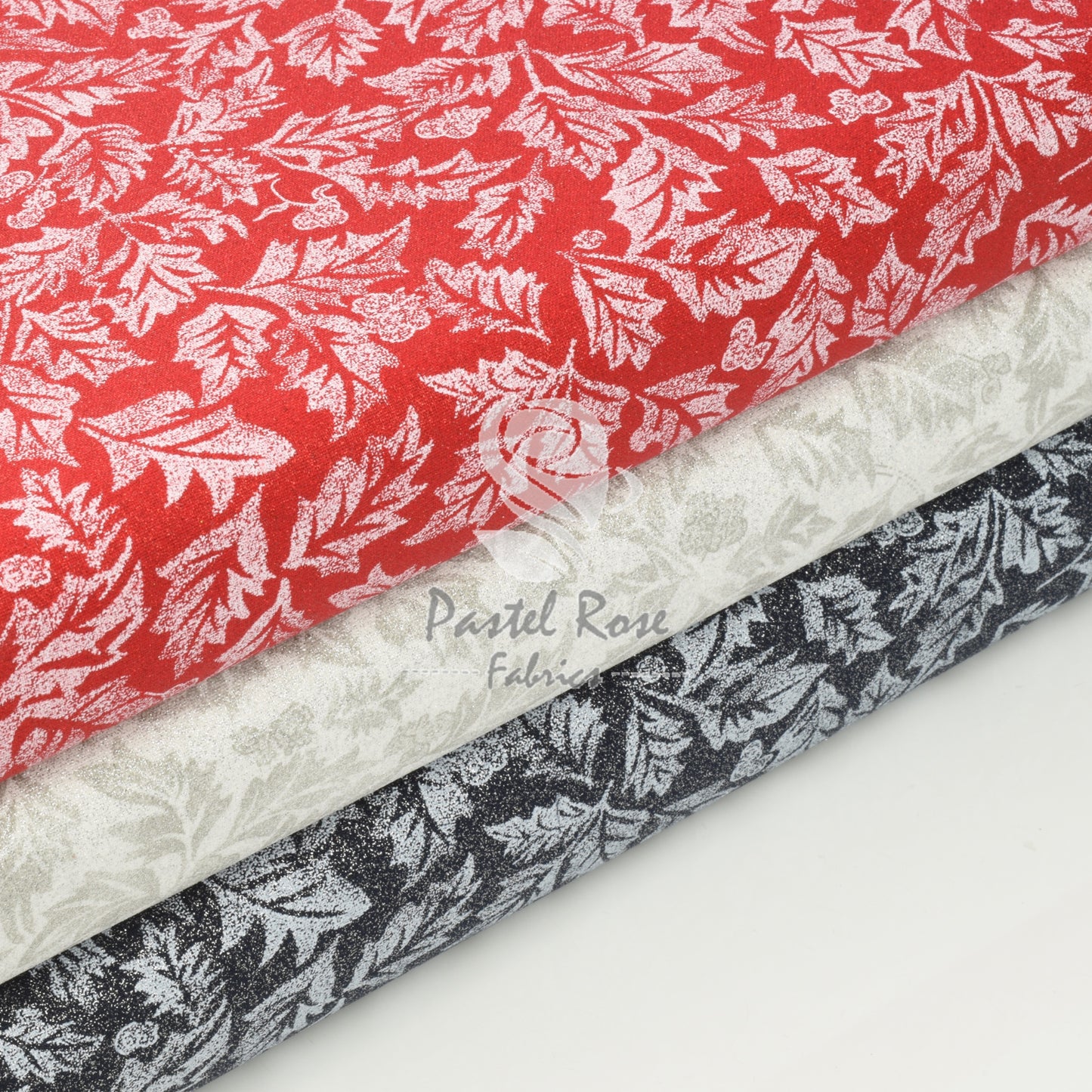 Glitter Leaves 100% cotton fabric by half metre John Louden | 110cm wide