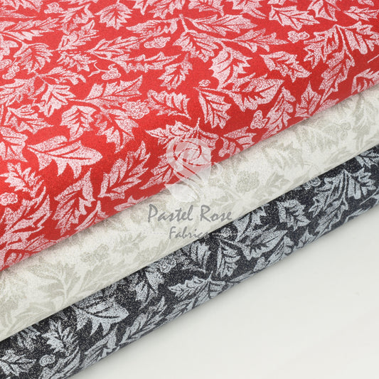 Glitter Leaves 100% cotton fabric by half metre John Louden | 110cm wide