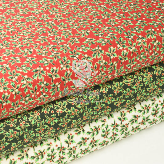 Metallic Ivy Berry 100% cotton fabric by half metre John Louden | 110cm wide