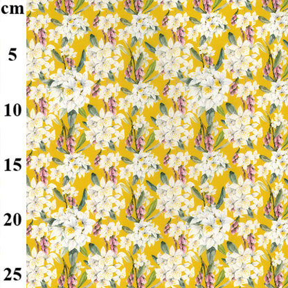 Digital Print Jamila Ochre 100% cotton fabric by half metre | 147cm wide