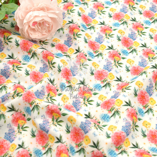Digital Print Beau Navy, White 100% cotton fabric by half metre | 147cm wide