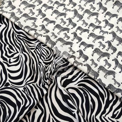 Gestreifter Zebras-Stoff aus 100 % Baumwolle pro halben Meter | 112 cm breit