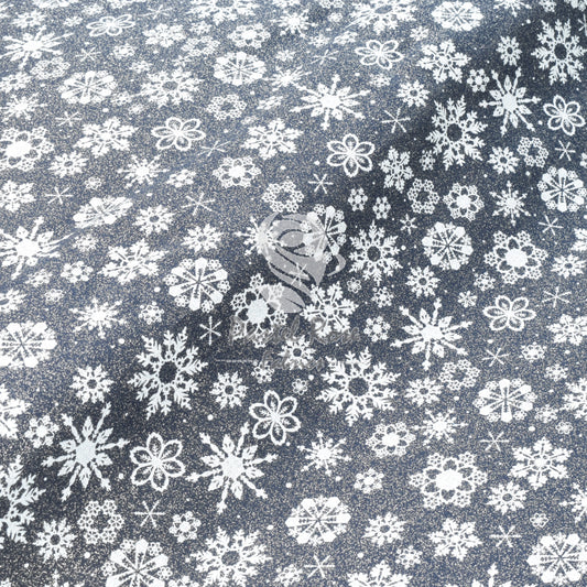 Glitter mini Snowflakes 100% cotton fabric by half metre John Louden | 110cm wide