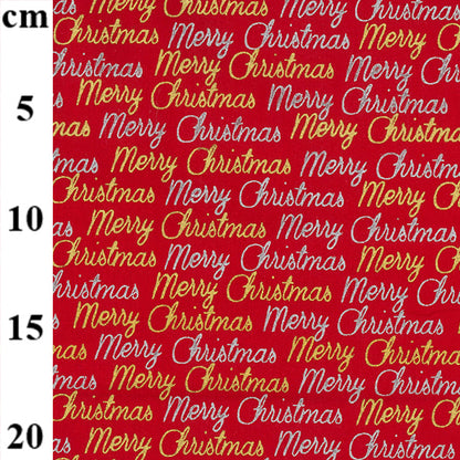 Metallic-Stoff „Merry Christmas Red“, 100 % Baumwolle, halber Meter, John Louden | 110 cm breit