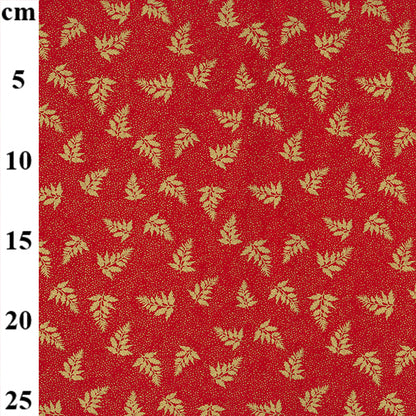 Metallic Fern Leaves 100% cotton fabric by half metre John Louden | 110cm wide