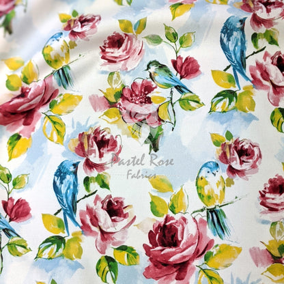 Roses print 100% cotton Canvas fabric by the metre | 147cm wide
