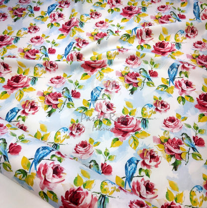Roses print 100% cotton Canvas fabric by the metre | 147cm wide