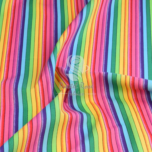 Multi Stripes Bright 100% cotton poplin fabric by half metre | 112cm wide