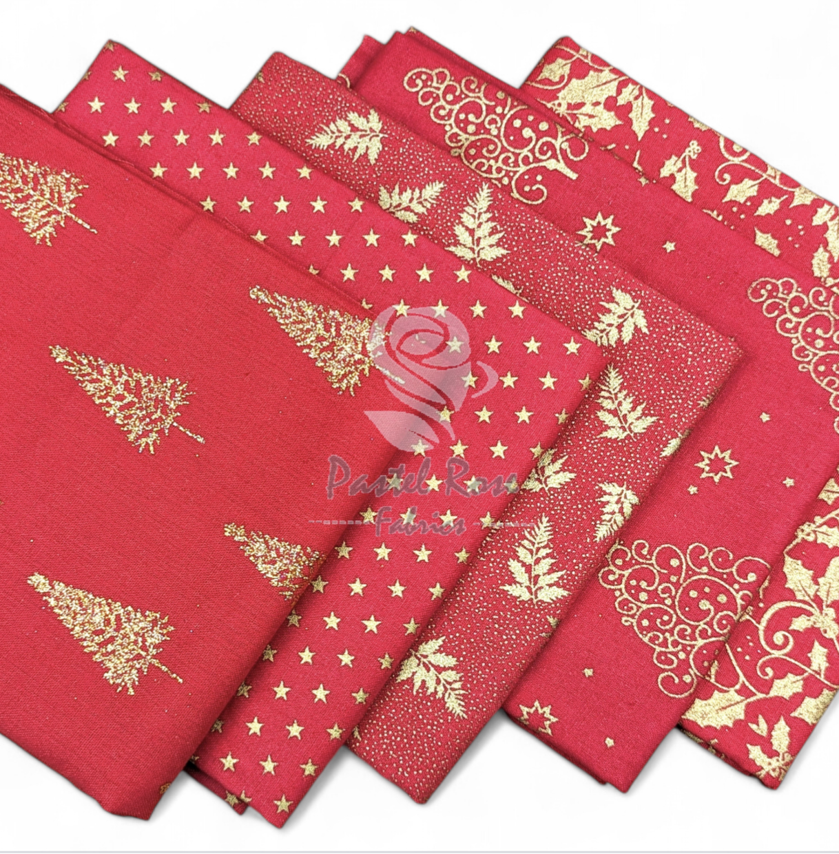 Red Gold 5 Fat Quarters Bundle 100% cotton John Louden