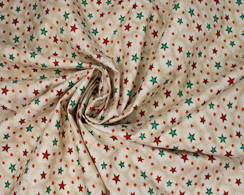 Metallic Shinning Stars 100% cotton fabric by half metre | 140cm wide