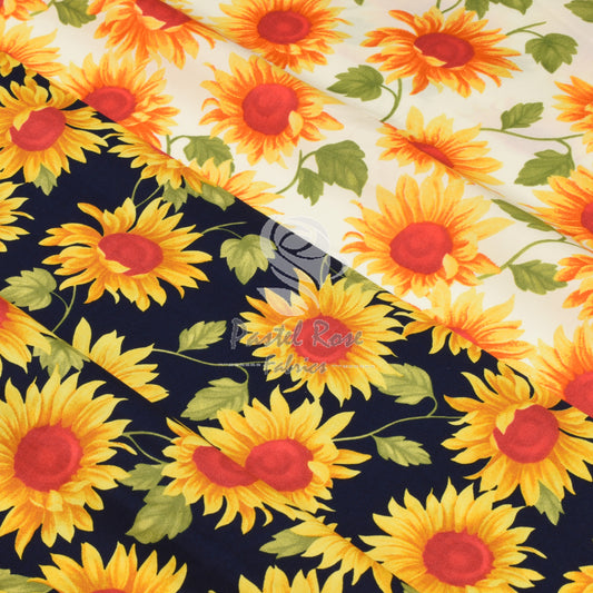 Sonnenblumen-Popeline-Stoff aus 100 % Baumwolle pro halben Meter | 112 cm breit