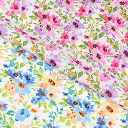 Watermark Floral 100 % Baumwoll-Popeline-Stoff pro halben Meter | 112 cm breit