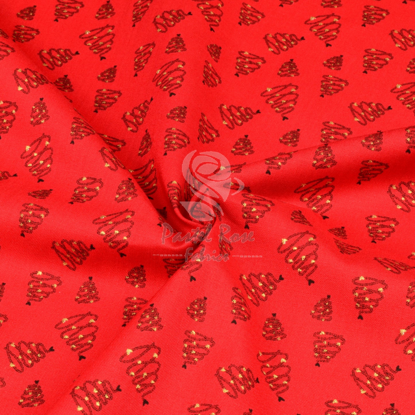 Christmas Metallic Trees 100% cotton fabric by half metre | 140cm wide