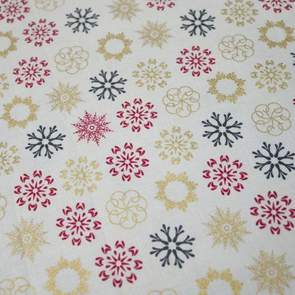 Christmas Metallic Stencil Snowflakes 100% cotton fabric by half metre | 140cm wide