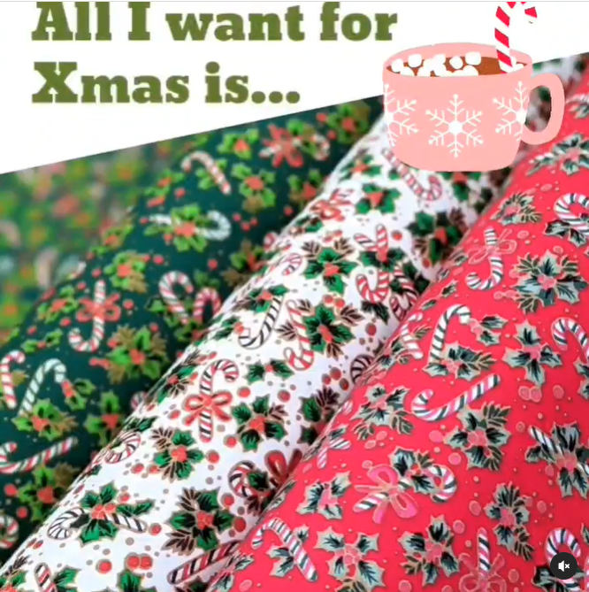 Candycane  100% cotton poplin fabric by half metre | 112cm wide