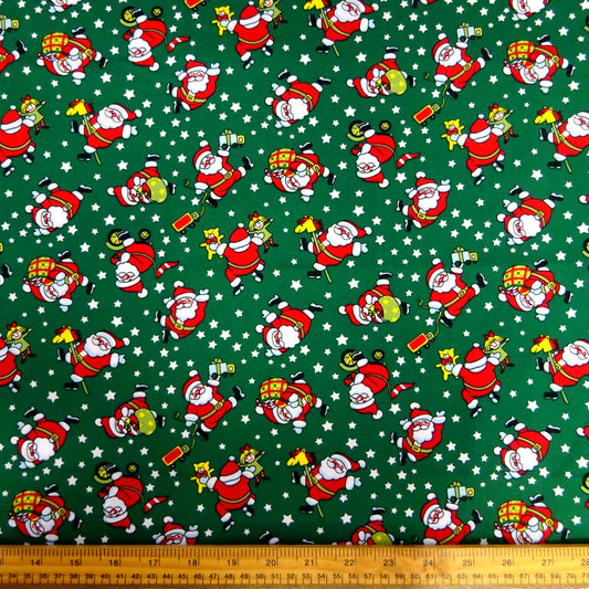 Playful Santa 100% cotton poplin fabric by half metre | 112cm wide