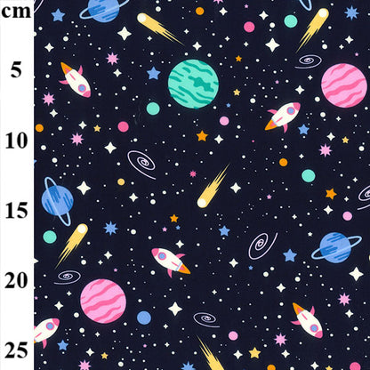 Planets and Stars 100% cotton fabric by half metre | 112cm wide