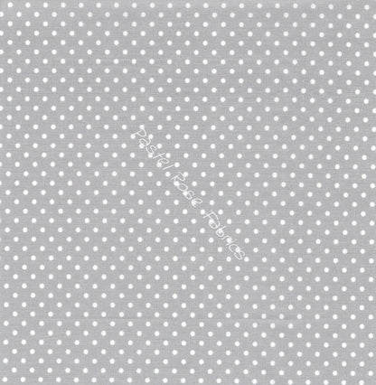 polka dots cotton fabric, silver
