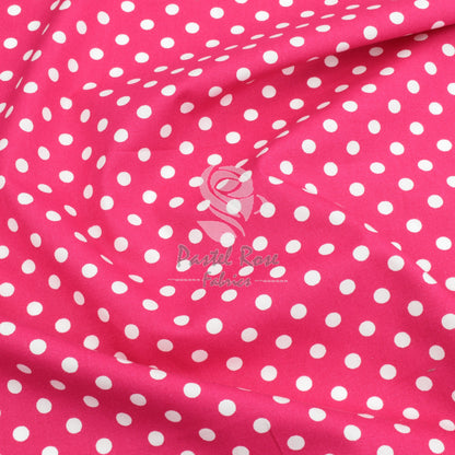 polka dots cotton fabric, cerise pink