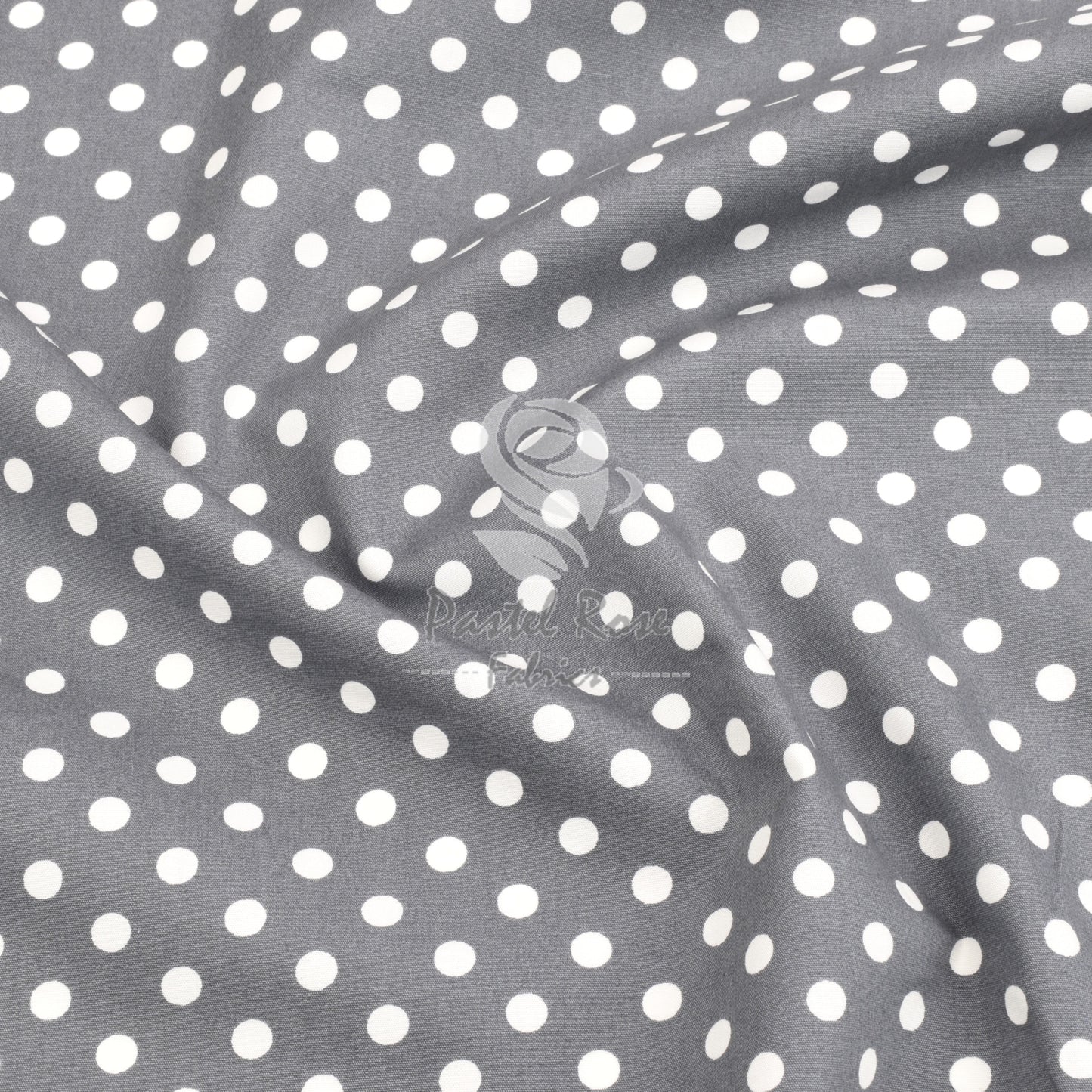 polka dots cotton fabric, grey